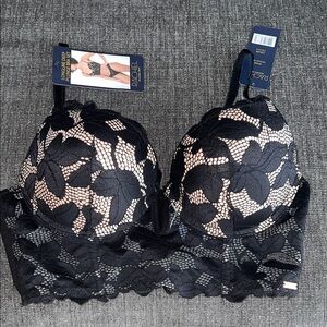 Rachel Black Floral Lace Bra